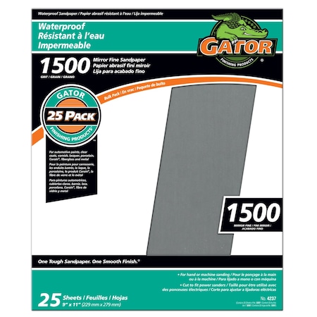 Gator Grit Gator 11 in. L X 9 in. W 1500 Grit Silicon Carbide Waterproof Sandpaper 1 pk 3287